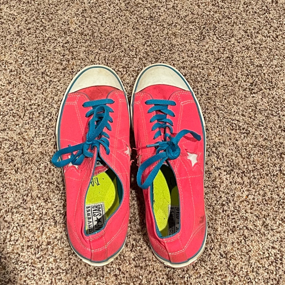 Neon Pink and Blue Converse